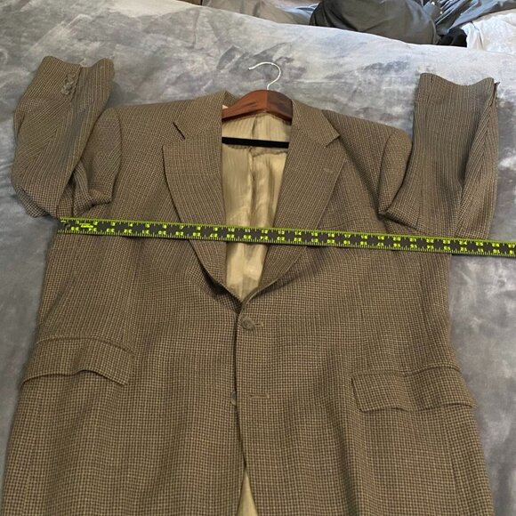 Haggar Mens Black Label Mens Blazer Jacket 44L Houndstooth Wool Blend Brown - Picture 6 of 14